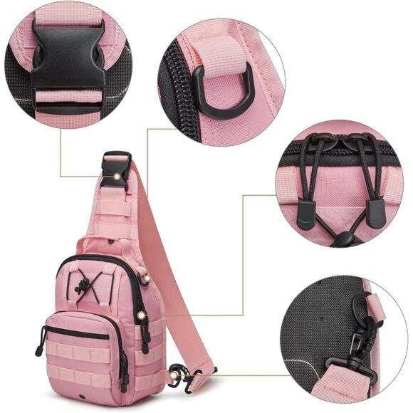 Outdoor Tactical Bag Backpack, Pink - Picture 5 of 7